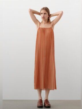Zara Orange White Gingham Maxi Dress - S